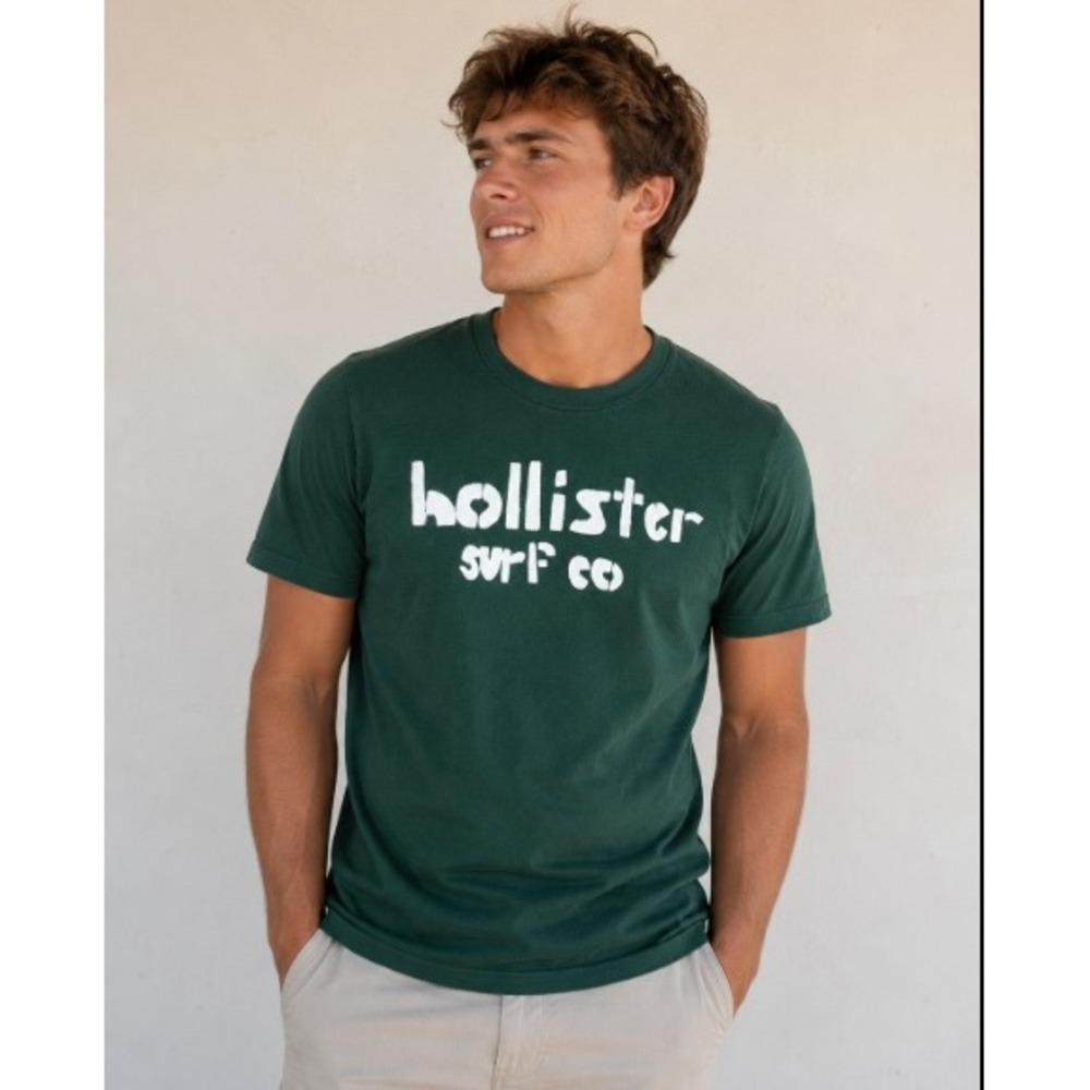 Hollister Surf Co Mens Large Green Graphic T Shirt Y2K Mall Brand Surf Tee